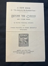 1888 Houghton Mifflin Riverside Press Oliver Wendell Holmes Before Curfew Poems picture