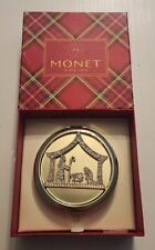 Brand NEW Monet Jeweled Enamel Dual Mirror Gold Tone Compact Jesus Manger picture
