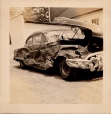 Vintage 1940s 1950s Original Photograph Car Wreck Crash Accident Auto Damage picture