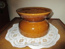 Vintage Art Pottery Brown Glaze Spittoon Cuspidor Stoneware Crock Unknown maker picture
