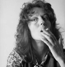 Australian writer journalist Germaine Greer smoking a cigarette in - Old Photo picture