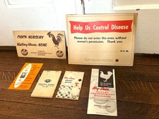 VTG NOS Hy-Line CHICKS Lot Marengo Ia Hatchery Cardboard Sign lot Feed Seed Farm picture