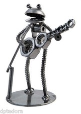 Frog Guitarist Hand Crafted Recycled Metal Rock Band Art Sculpture Figurine   picture