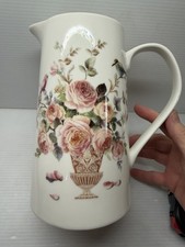Grace’s Teaware 7.5” Magnolia Rose  Bird Pitcher Gold Trim Porcelain -RARE new picture