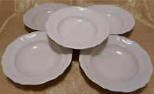Rosenthal Continental Chippendale Cream Undecorated Rimmed Soup Bowl Set/5 Preow picture