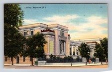 Bayonne NJ-New Jersey, Library Building, Vintage Postcard picture