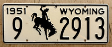 1951 WYOMING PASSENGER  LICENSE PLATE  