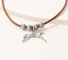 American West Sterling Silver & Leather Horse Pendant Necklace, 17