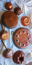Round Copper Mold Pan Double Handles, Pots And Pans Lot - 8 Cottage Core ESTATE picture
