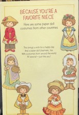 VTG American Greeting Card Sweet Girl Paper Doll Holland Alaska UNCUT  1989 EUC picture