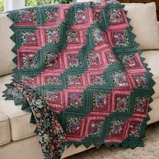 VTG  Donna Sharp Signed Throw Blanket Wall Hanging Log Cabin Country Quilt 52x44 picture