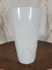 Indiana Glass White Milk Glass Tumbler Harvest Grape Pattern 16ozs 1950s Table picture