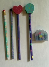 Vintage SANRIO 1988-92 JUST FOR FUN BEAR BUNDLE Pencils & Erasers picture