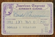 ​Vintage Purple American Express Credit Charge Card Obsolete Expired 1970 AMEX picture
