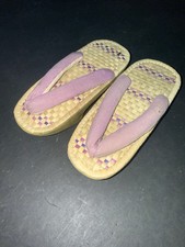 Vintage Korean Style Woven Straw Wood Sandals Korean War Era? Folk Art picture