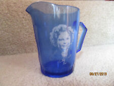 Vintage SHIRLEY TEMPLE Cobalt BLUE GLASS Pitcher (1930's) picture