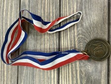 Vintage Odyssey of the Mind Medal 1995 Inscribed Barbara SJC Red White Blue picture