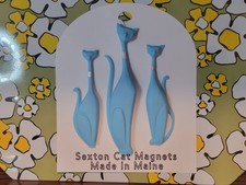 Sexton Cats Magnets - Blue w/ Silver Mid-Century MCM Atomic Retro Inspired picture