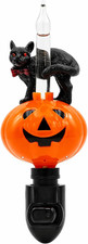 Halloween Pumpkin Jack O' Lantern & Black Cat Bubble Night Light picture