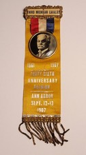 1907 Civil War 46th Anniversary Reunion Ribbon 3rd Michigan Cavalry  picture