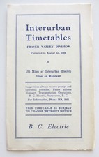Vintage 1950 BC Electric Railway Interurban Trolley Timetable Vancouver Canada picture