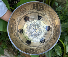 9 inch Metatron's Cube Tibetan Singing Bowl Sacred Geometry Flower of life Bowls picture