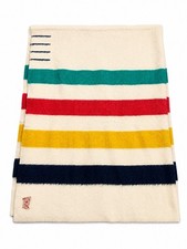 VTG EUC Hudson's Bay 4 Point Wool Blanket England Historical Red Label 70x88 picture