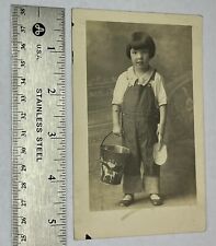 Vintage Postcard. 1915-1930. Little Girl In Overalls. White Border picture