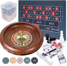 Roulette Wheel Game Set with Large Felt, 16 Inch Roulette Wheel, Retractable Chi picture