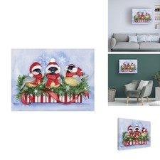 Trademark Fine Art Canvas Art 'Christmas Day Chickadees' Kathleen Parr McKenna picture