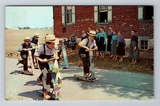 PA- Pennsylvania, Amish Boys Racing On Scooters, Antique, Vintage Postcard picture