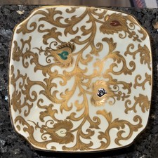 VINTAGE CHINESE DA QING QIANLONG NIAN ZHI ✨Gold Scroll Hearts ❤️💙BOWL Pristine picture