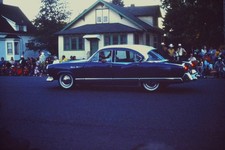 c1950's 35mm Slide, Tone Sedan Car Parade Crowd American blue Topps Children picture