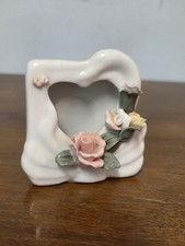 Ceramic Porcelain Heart-Shaped Photo Frame Painted Flowers Standing picture