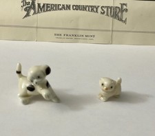Franklin Mint The American Country Store Puppy Dog And Kitten Cat Figurines 1984 picture