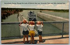 Savannah Tennessee 1940s Postcard Sternwheeler Through Locks Of Pickwick Dam picture