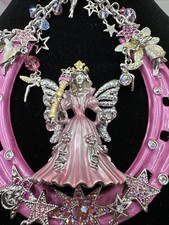 Kirks Folly Silver-Tone Protected by Fairies God Mother Horseshoe Pink Enamel picture