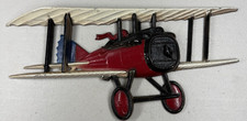 Vintage 1975 Homco USA Bi-Plane Cast Metal Art Wall Hanging Decor 1232-BX-C picture