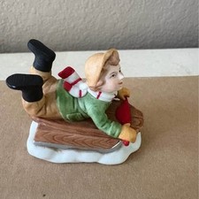 Geo. Z. Lefton Colonial Village Tommy Reid Sledding figurine #00657 (u14-6) picture