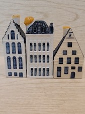 Lot of 3 KLM Blue Delft Houses 35 52 & 75 BOLS Royal Distilleries Holland EMPTY picture
