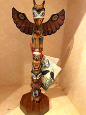 Alaska Black Diamond 10” totem pole handmade signed Ray Moore  picture