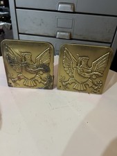 Vintage American Federalist Seal Bald Eagle Metal Library Bookends picture