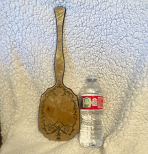 Vintage Style Handheld Mirror with Etched Floral Back, Marbled Design picture