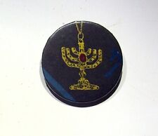 MENORAH HANUKKAH JEWISH HAPPY HOLIDAY CHAG SAMEACH VINTAGE BUTTON PIN picture