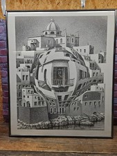 M.C. Escher Balkon Balcony Surrealist Print 22x26 Framed Signed Numbered 8/26 picture
