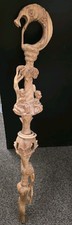 African Hand Carved Wood Tribal Staff Sculpture 36