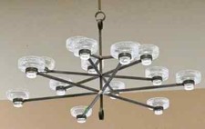 Erik Hoglund Iron and Glass Mid Century Hanging Chandelier picture