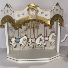 Ashland Frosted Fairytale Christmas Carousel Nutcracker Horse Decor Lot of 2 picture