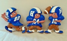 Vintage Children's Hoda Football Player Plastic Wall Plaque Set 3 Blue & White  picture