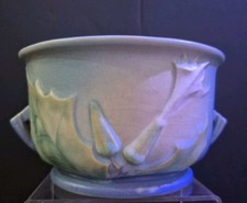 ROSEVILLE POTTERY THORNAPPLE BLUE DOUBLE HANDLE 262-5 PLANTER VASE 1930'S picture